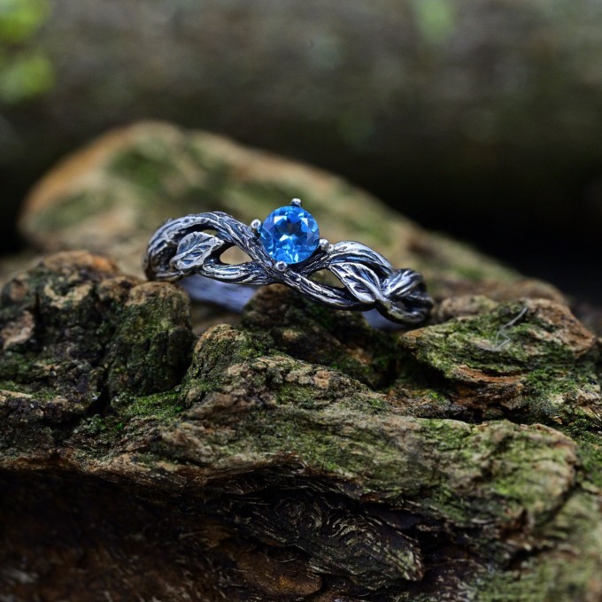 Azure Flame Silver Ring with Blue Topaz