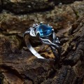 Elegant Blue Topaz Gothic Silver Ring