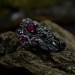 Gothic Silver Ring with Clustered Ruby Accents