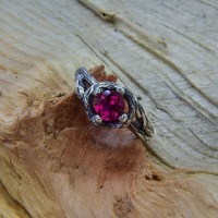 Branch & Leaf Silver Nature Wedding Band for Woman, Woodland Style Unique Promise Ring, Forest Inspired Vintage Style Ring, Fantasy Jewelry