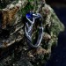 Gothic Silver Ring with Sapphire and Twisting Vines