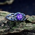 Gothic Amethyst Ring with Mystical Twisting Vine