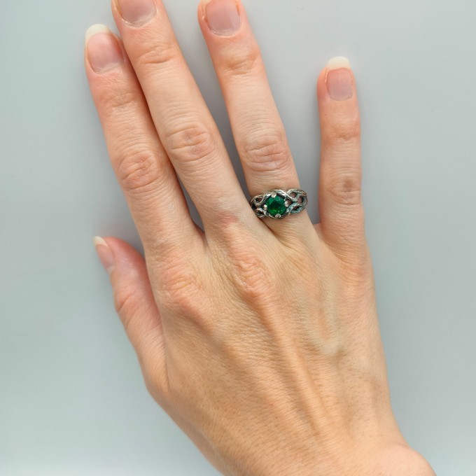 Embrace of the Night: Gothic Sterling Silver Ring with Deep Sapphire