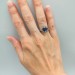 Gothic Silver Ring with Deep Blue Sapphire – Dark Elegance
