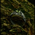 Gothic Emerald Ring with Enchanted Nature Motif