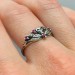 Garnet Gothic Skull Ring with Dark Intricacy