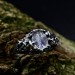 Gothic Moonstone Ring with Intricate Forest Design