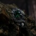 Emerald Guardian: Gothic Sterling Silver Ring with Dragon Claw Design