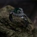 Emerald Guardian: Gothic Sterling Silver Ring with Dragon Claw Design