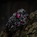 Gothic Silver Ring with Clustered Ruby Accents