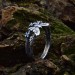 Dainty Aquamarine Ring with Vintage Flower Leaf – Unusual Nature-Inspired Engagement Ring