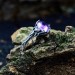 Gothic Amethyst Ring with Intricate Vine Motif