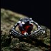 Dark Gothic Silver Ring with Skull and Garnet