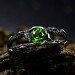 Gothic Silver Ring with Emerald and Branch Design