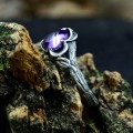 Gothic Amethyst Ring with Enchanted Floral Motif