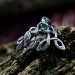 Gothic Celtic Silver Ring with Emerald Centerpiece
