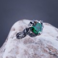 Forest Majesty: Sterling Silver Ring with a Radiant Emerald