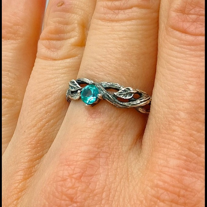 Azure Flame Silver Ring with Blue Topaz