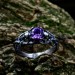 Handcrafted Silver Ring with Twisted Branch Motif and Amethyst | Fantasy Forest Witchy Wedding Band, Estate Jewelry for Women