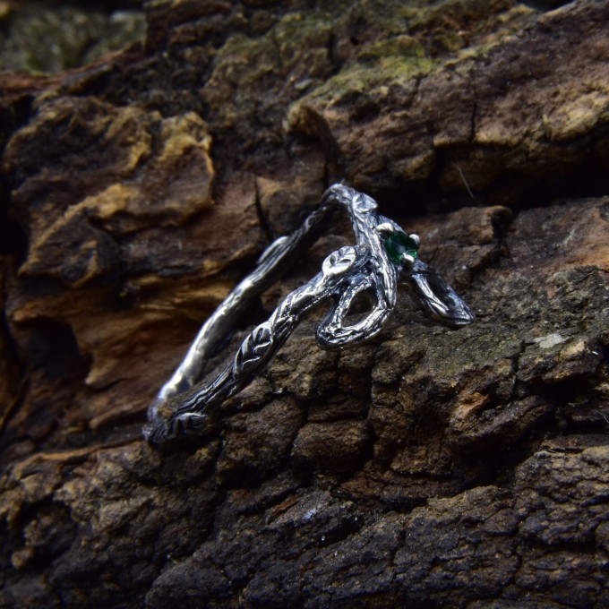 Whisper of the Forest: Elven Gothic Emerald Ring