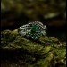 Gothic Emerald Ring with Intricate Leaf and Vine Design