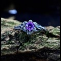 Gothic Amethyst Ring with Intricate Floral Design