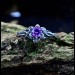 Gothic Amethyst Ring with Intricate Floral Design