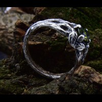 Bohemian Olive Stone Tree Engagement Ring, Unique Branch Ring, Nature Inspired Womens Twig Ring, Unusual Gift for Her