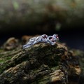 Elegant Pink Sapphire Floral Silver Ring