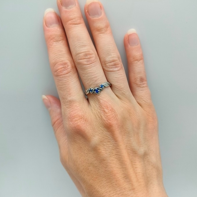 Stars of Midnight: Gothic Sterling Silver Ring with Sapphire Accents