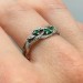 Silver Ring with Emeralds and Intricate Leaf Motif