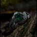Emerald Guardian: Gothic Sterling Silver Ring with Dragon Claw Design