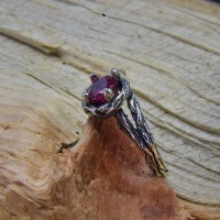 Branch & Leaf Silver Nature Wedding Band for Woman, Woodland Style Unique Promise Ring, Forest Inspired Vintage Style Ring, Fantasy Jewelry
