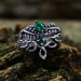 Twisted Vine Silver Ring Set with Emerald Stones