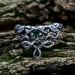 Gothic Celtic Silver Ring with Emerald Centerpiece