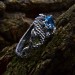 Stunning Aquamarine Ring with Intricate Gothic Silver Design