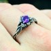 Gothic Amethyst Ring with Intricate Floral Design