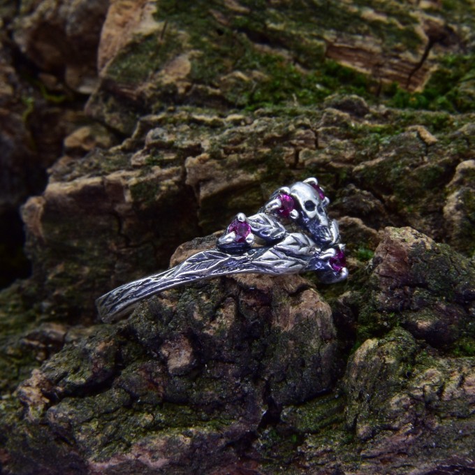 Soul Keeper: Gothic Sterling Silver Ring with Skull and Amethyst Accents