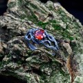 Gothic Ruby Ring with Twisting Vine Design