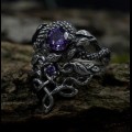 Gothic Dragon Ring with Radiant Amethyst Gemstone