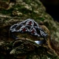 Vine of Passion: Gothic Sterling Silver Ring with Garnet Gems