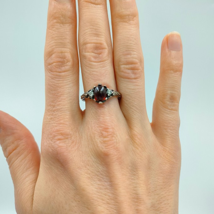 Handcrafted Silver Ring Featuring a Fiery Garnet