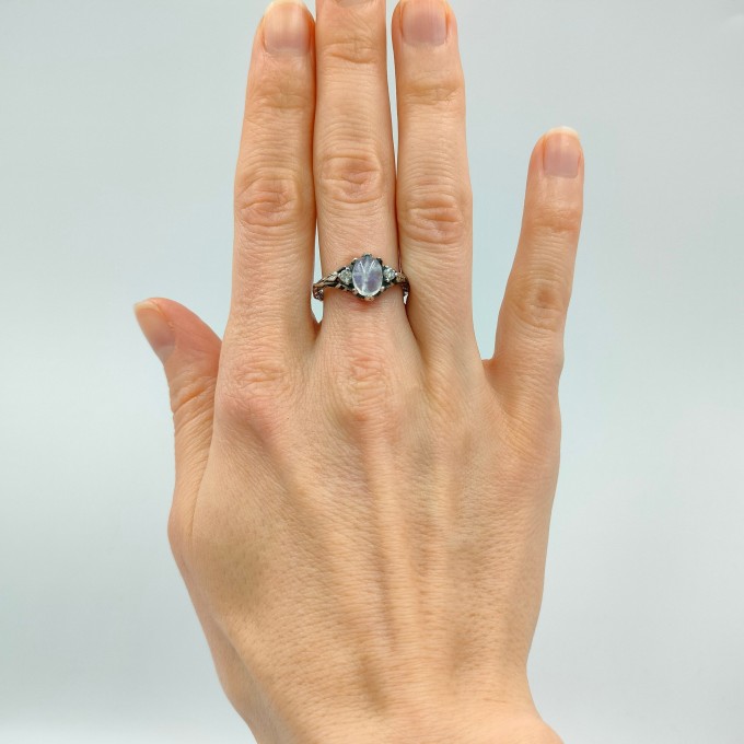 Gothic Silver Ring with Mystical Moonstone