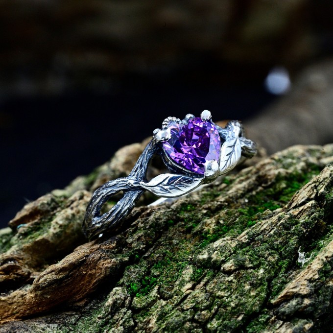 Silver amethyst engagement ring cheap
