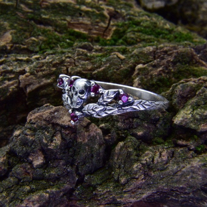 Soul Keeper: Gothic Sterling Silver Ring with Skull and Amethyst Accents