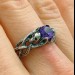Handcrafted Silver Ring with Twisted Branch Motif and Amethyst | Fantasy Forest Witchy Wedding Band, Estate Jewelry for Women