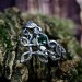 Gothic Celtic Silver Ring with Emerald Centerpiece