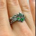 Enchanted Gothic Silver Ring with Emerald Vines