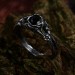 Gothic Ring of Shadows with Black Onyx Gemstone|Unique Floral Magic Wedding Ring for Women