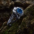 Stunning Aquamarine Ring with Intricate Gothic Silver Design